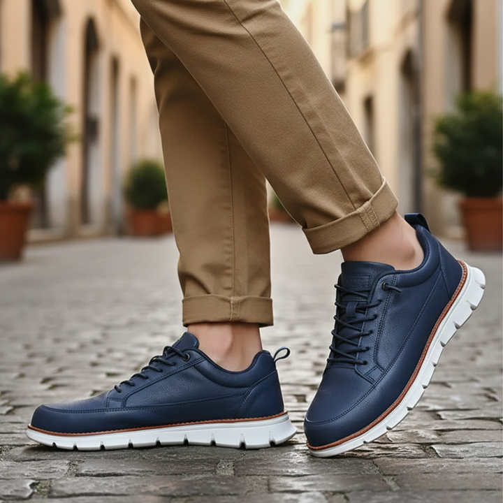 Zapatillas de cuero con cordones de corte bajo para hombres adultos