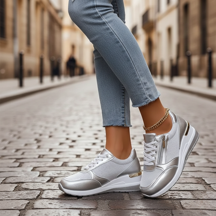 Zapatillas de Plataforma con Cordones y Suela Cuña para Mujeres