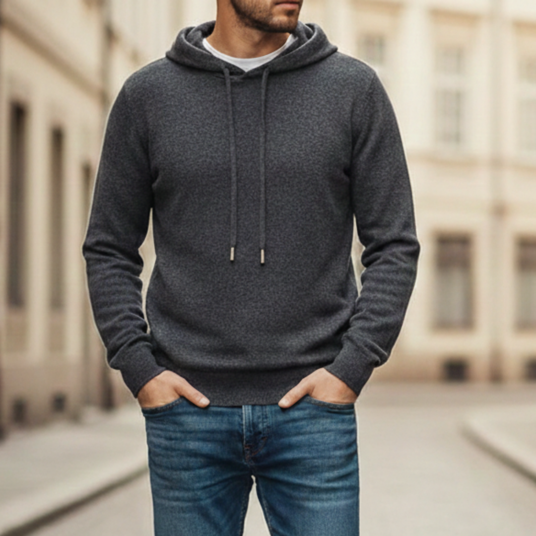 Hoodie Pullover Knit Long Sleeve Drawstring Men