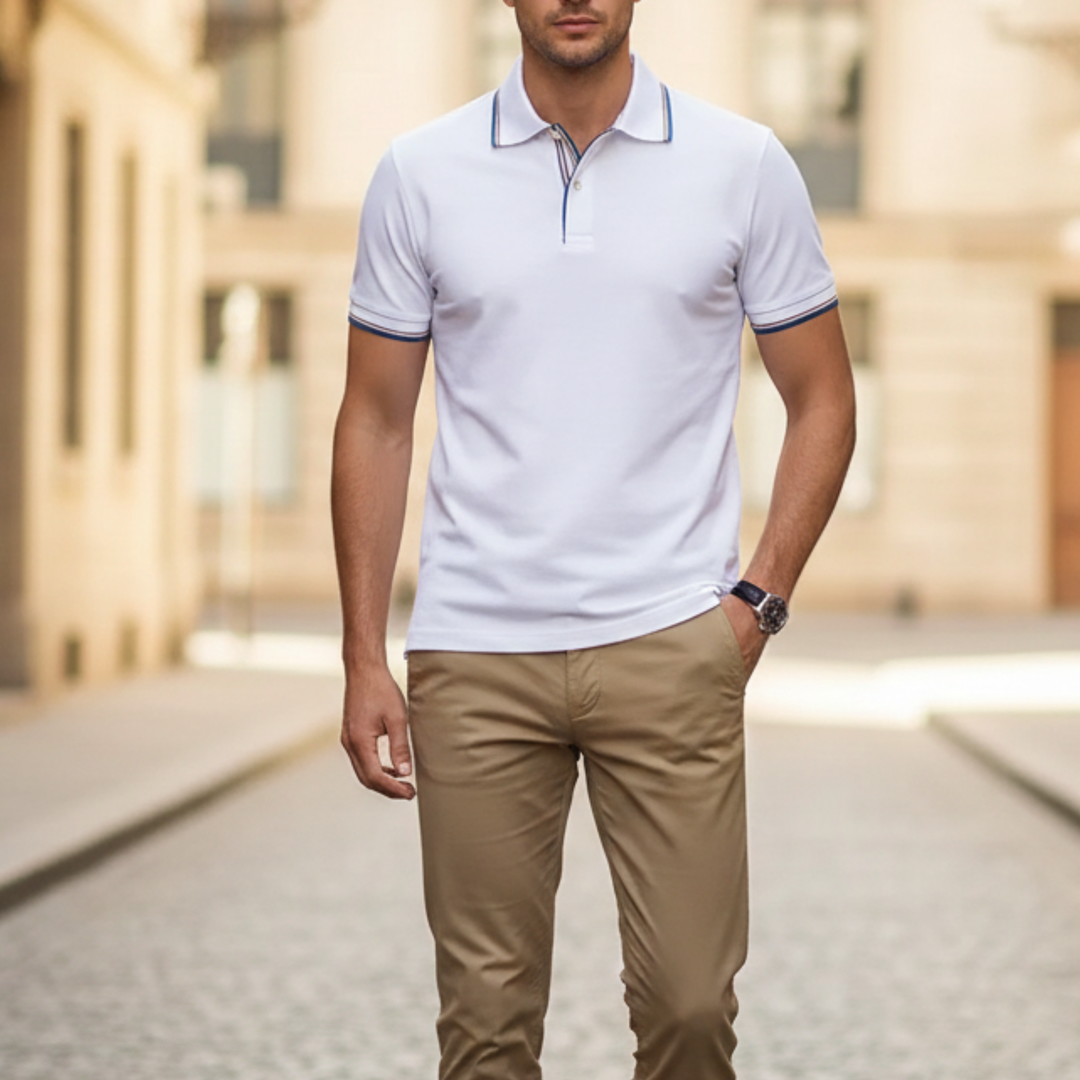 Polo Shirt Silk Short Sleeve Collared Men