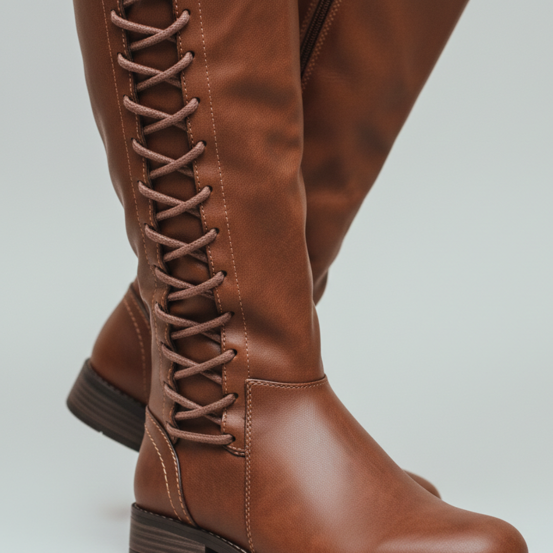 Botas ortopédicas de mujer hasta la rodilla con cordones y cremallera lateral