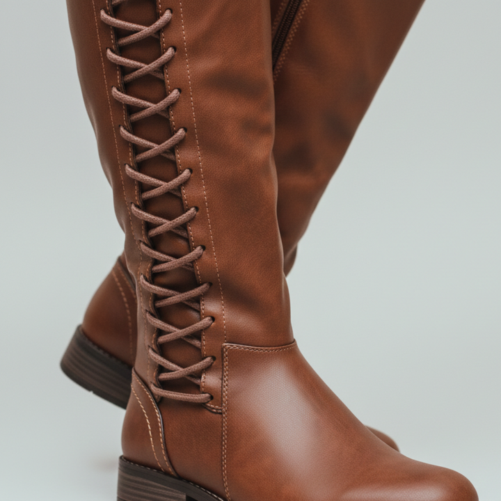 Botas ortopédicas de mujer hasta la rodilla con cordones y cremallera lateral