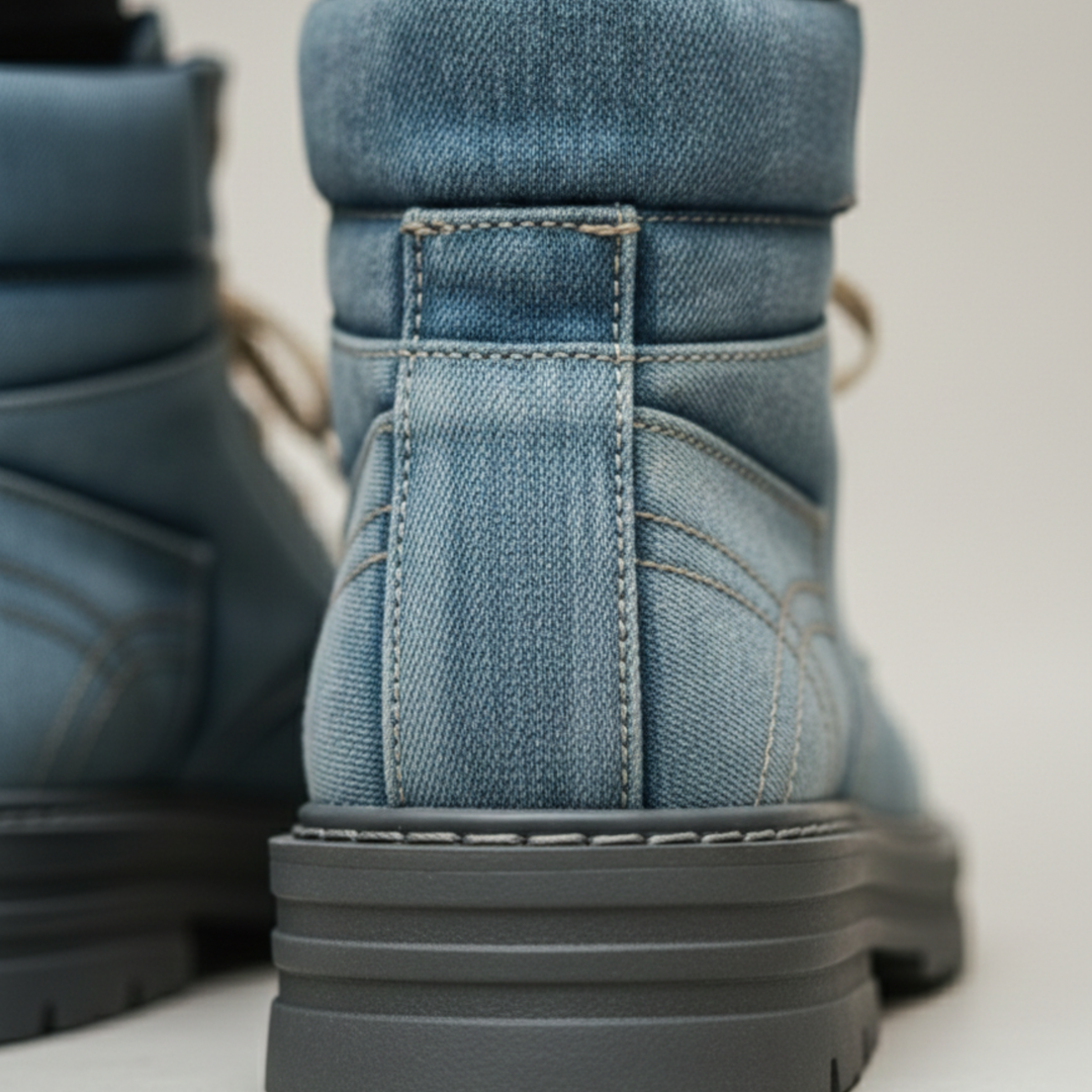 Botas de mezclilla con cordones para tobillo casuales unisex para adultos