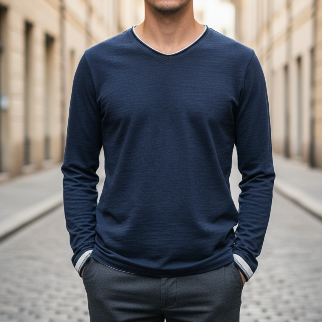 Men's Long Sleeve Shirt V neck