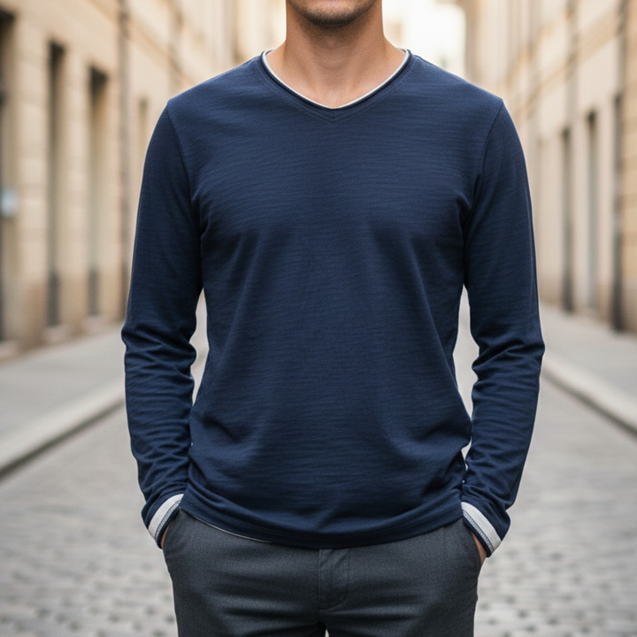 Men's Long Sleeve Shirt V neck