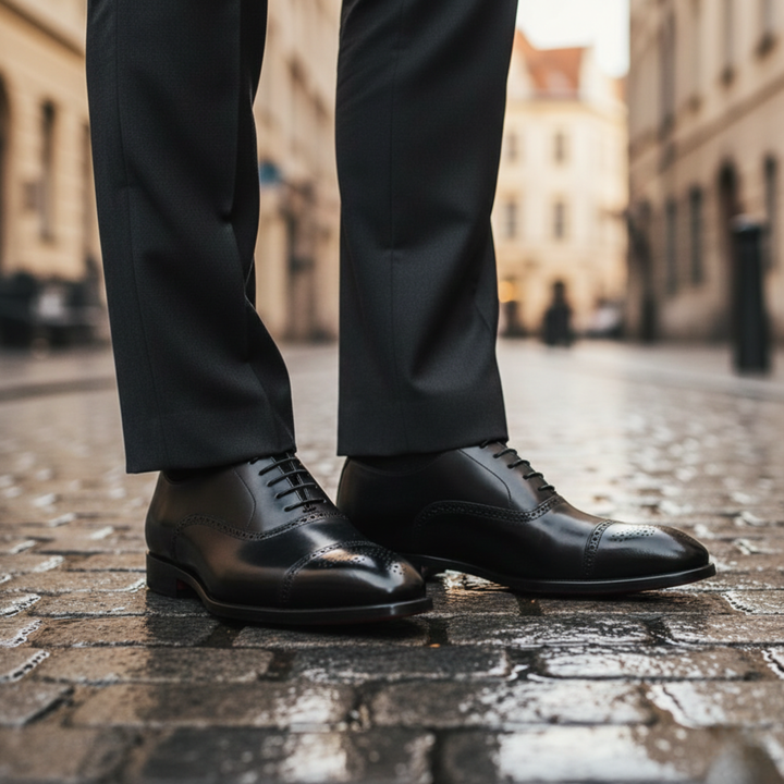 Chaussures habillées à bout droit en cuir pour hommes