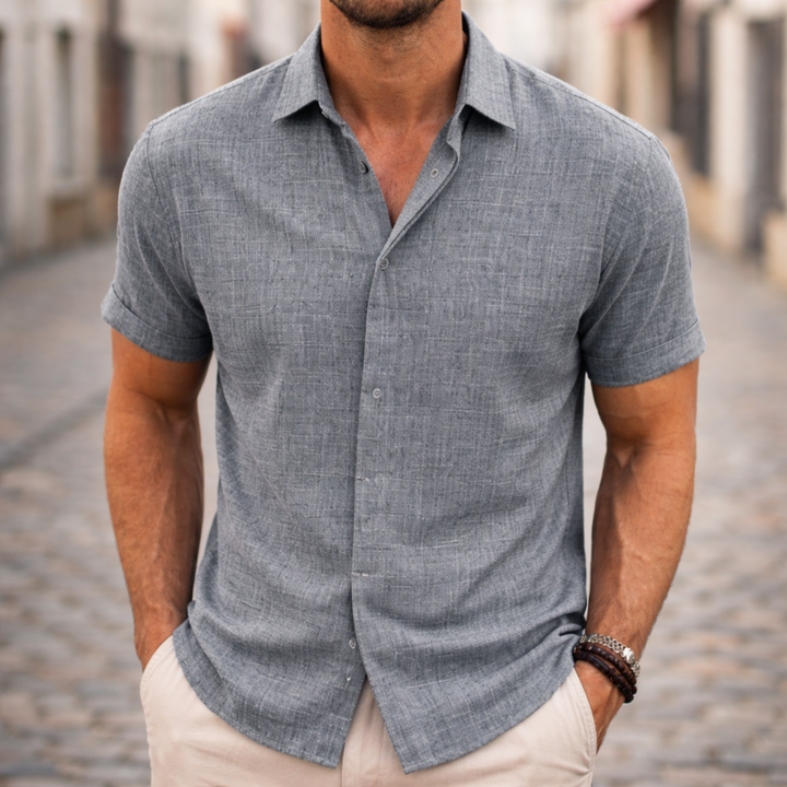 Shirt Short Sleeve Summer Casual Men Black