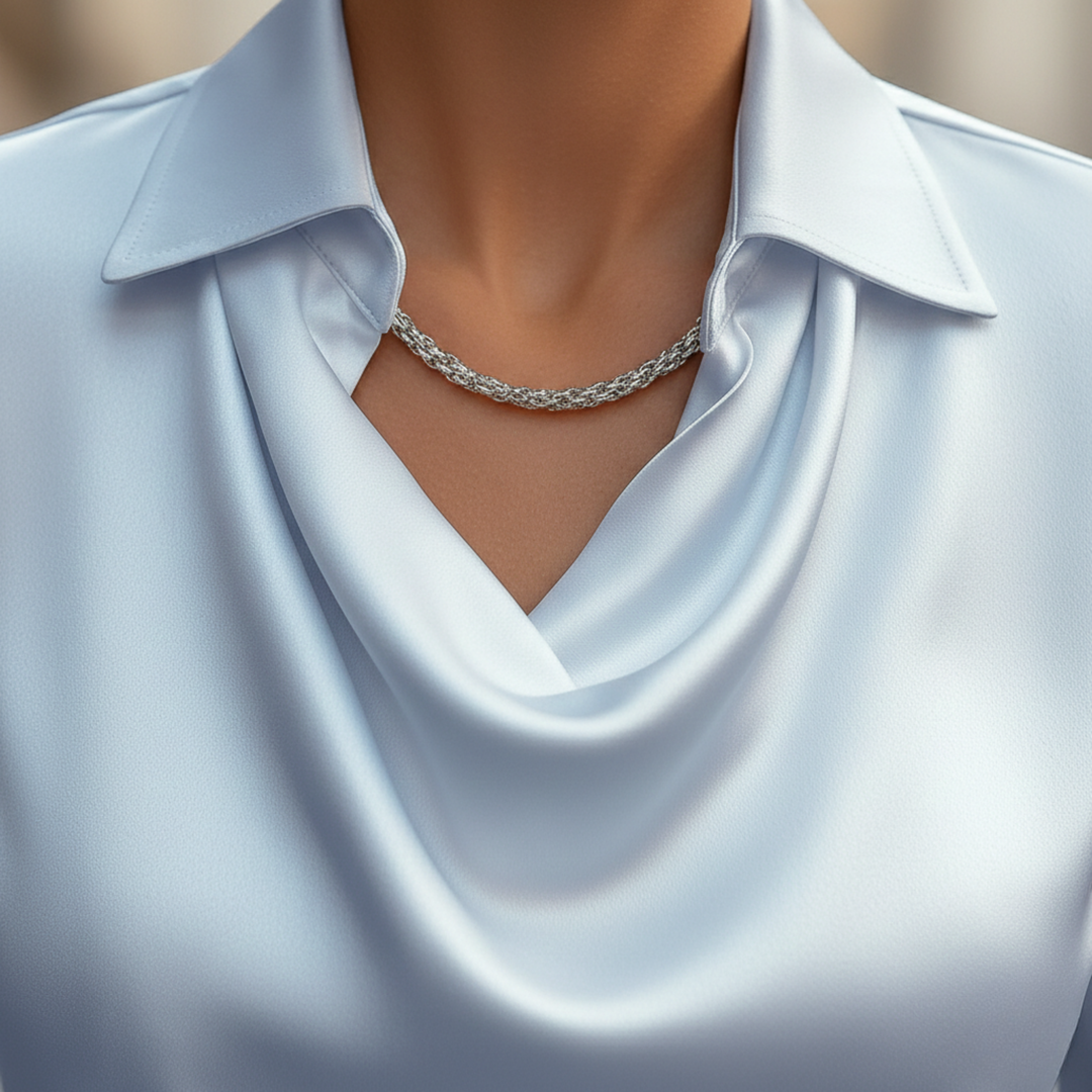 Blusa de Manga Larga con Cuello Caído Sólido para Mujeres