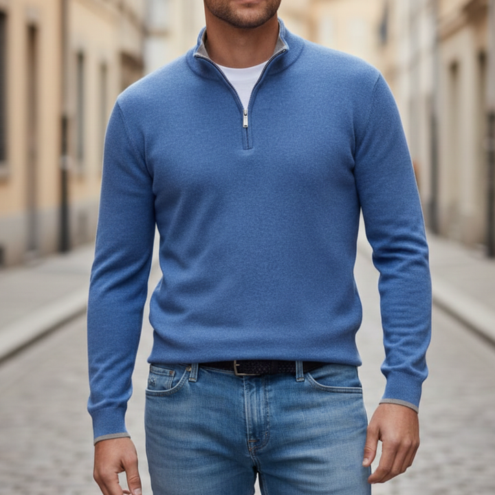 Half Zip Sweater Long Sleeve Knit Pullover Men