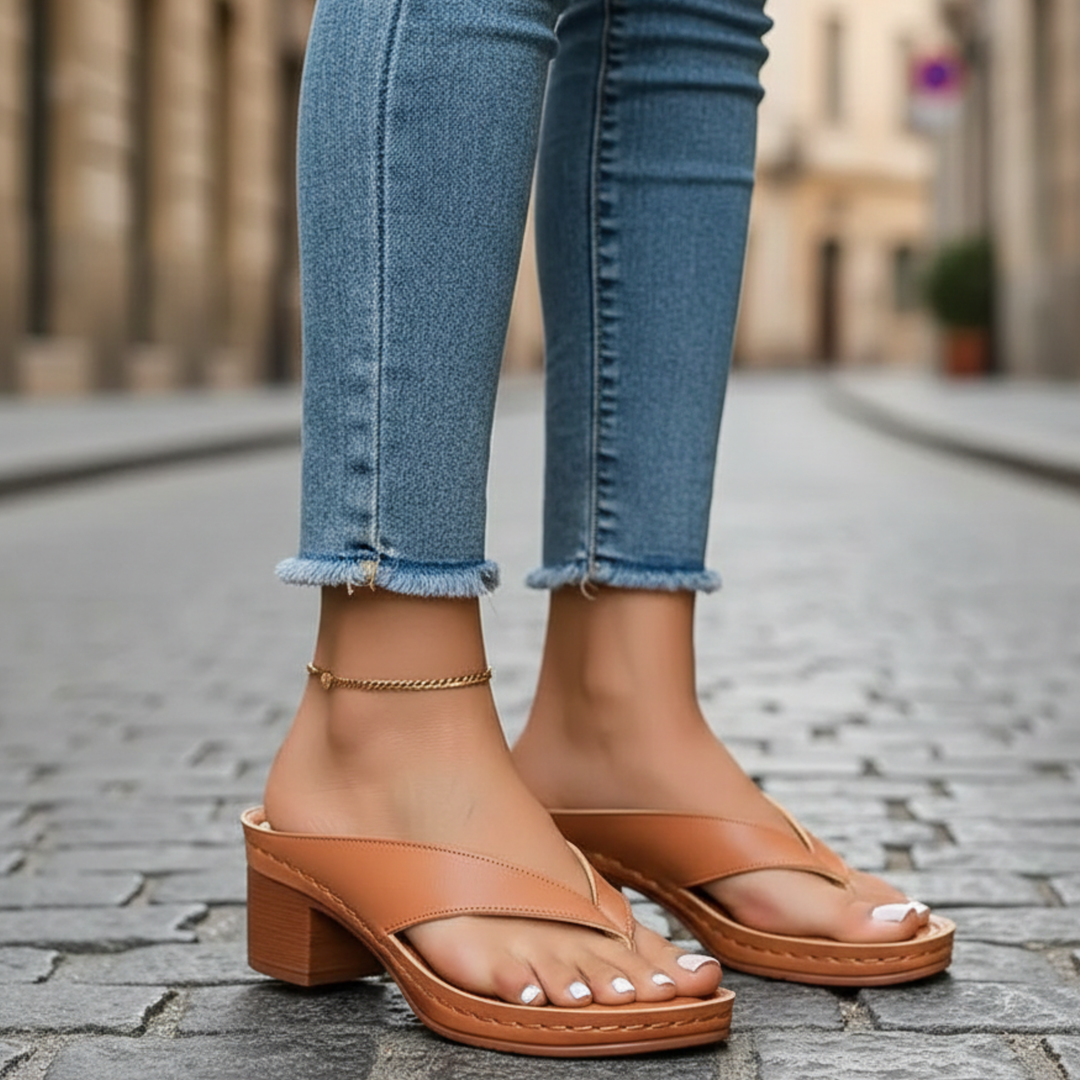 Orthopedic Heel Sandals Open Toe Block Heel Women