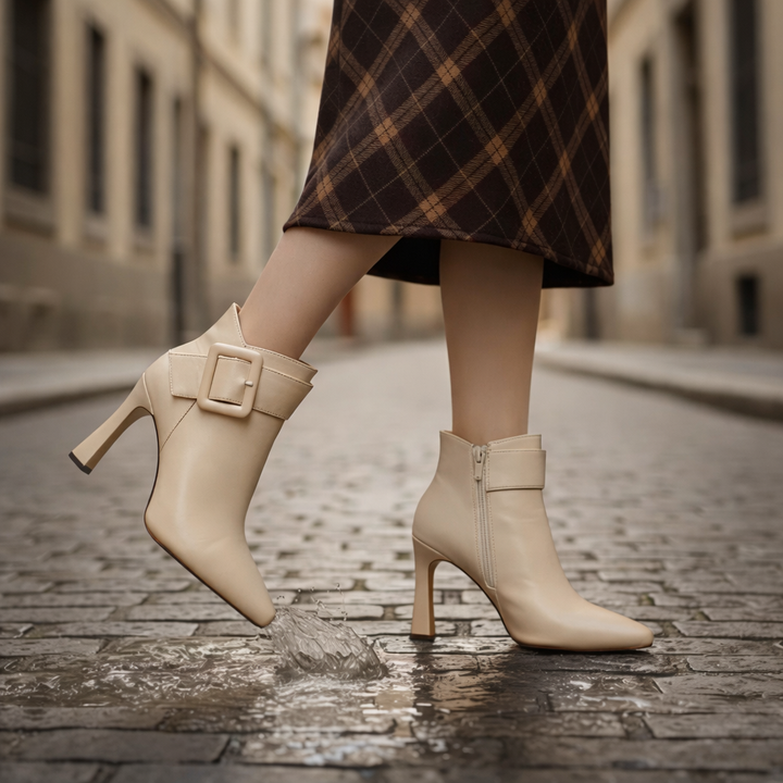 Ankle Boots Pointed Toe Buckle High Heel Women