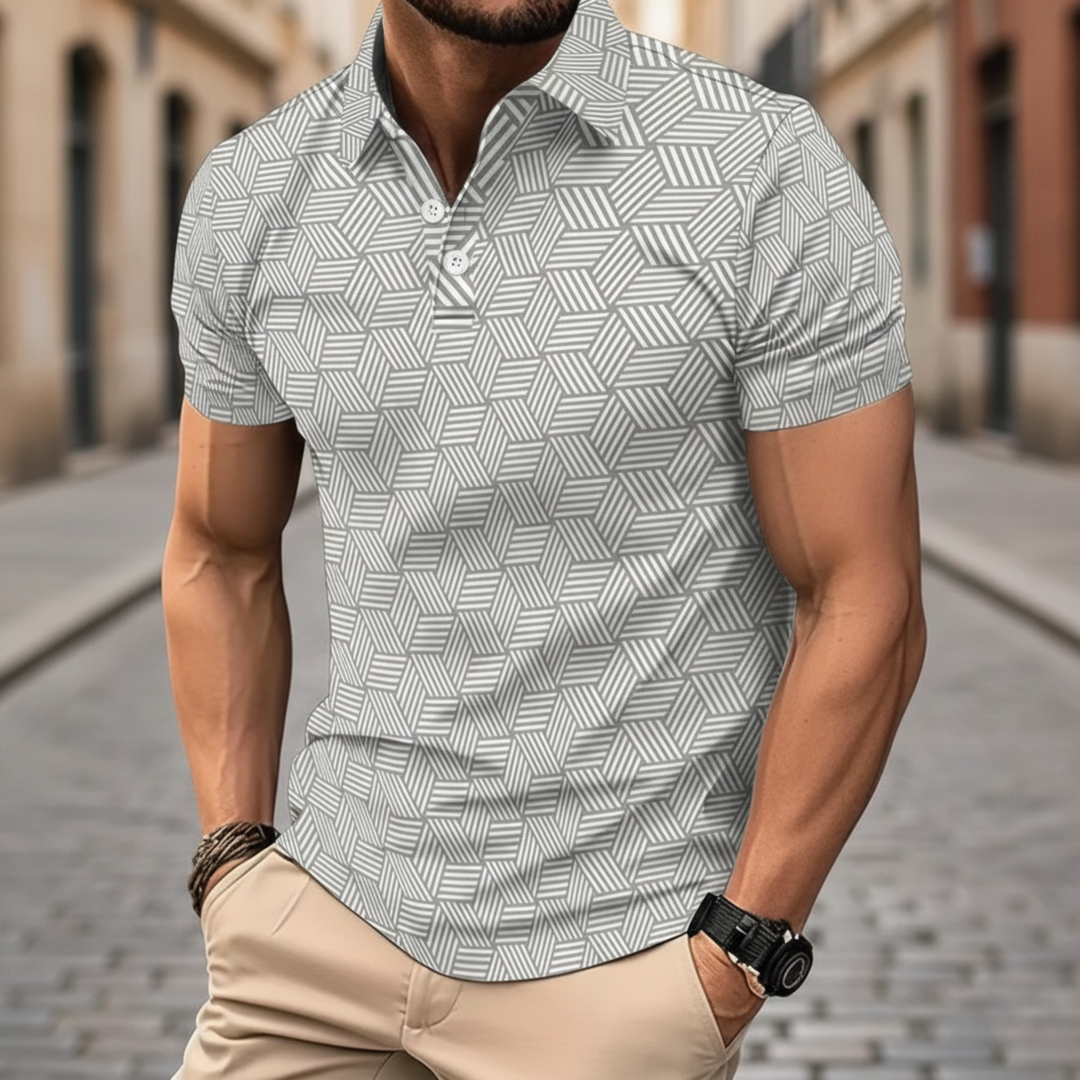 Camisa Polo de Manga Corta con Lunares para Hombre Verano