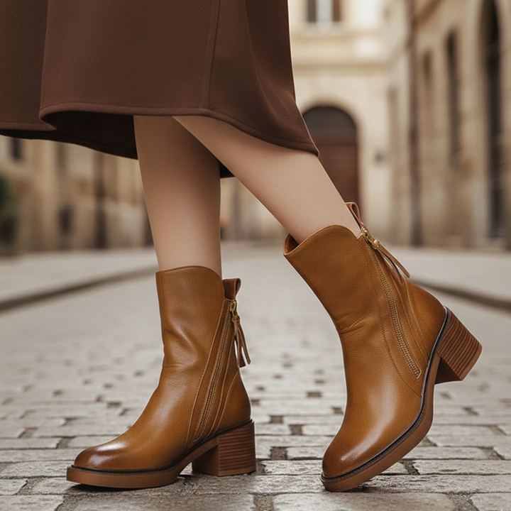 Bottines à talon bloc avec fermeture éclair latérale pour femme adulte