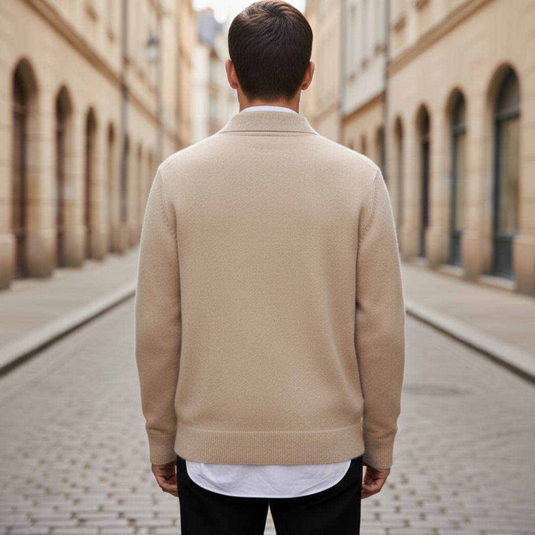 Cashmere Polo Shirt Long Sleeve Knit Men