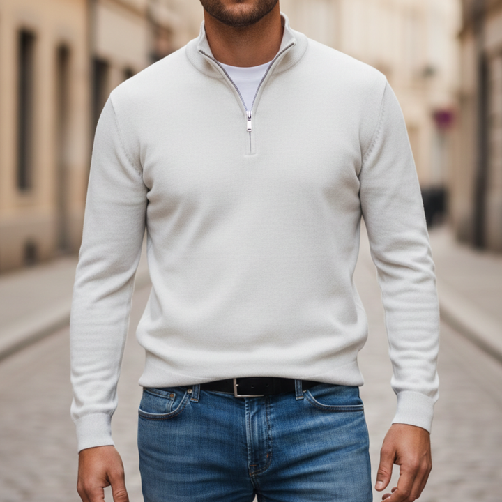Half Zip Sweater Long Sleeve Knit Pullover Men