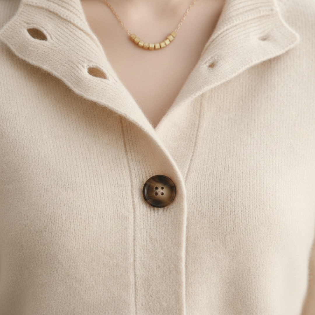 Cárdigan de Cachemira con Botones Frontal Ajustado para Mujeres