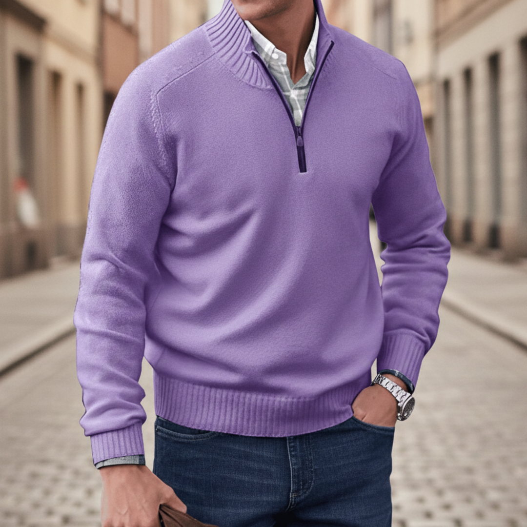 Men’s Nordic Winter Knit Jacket With Zip Front