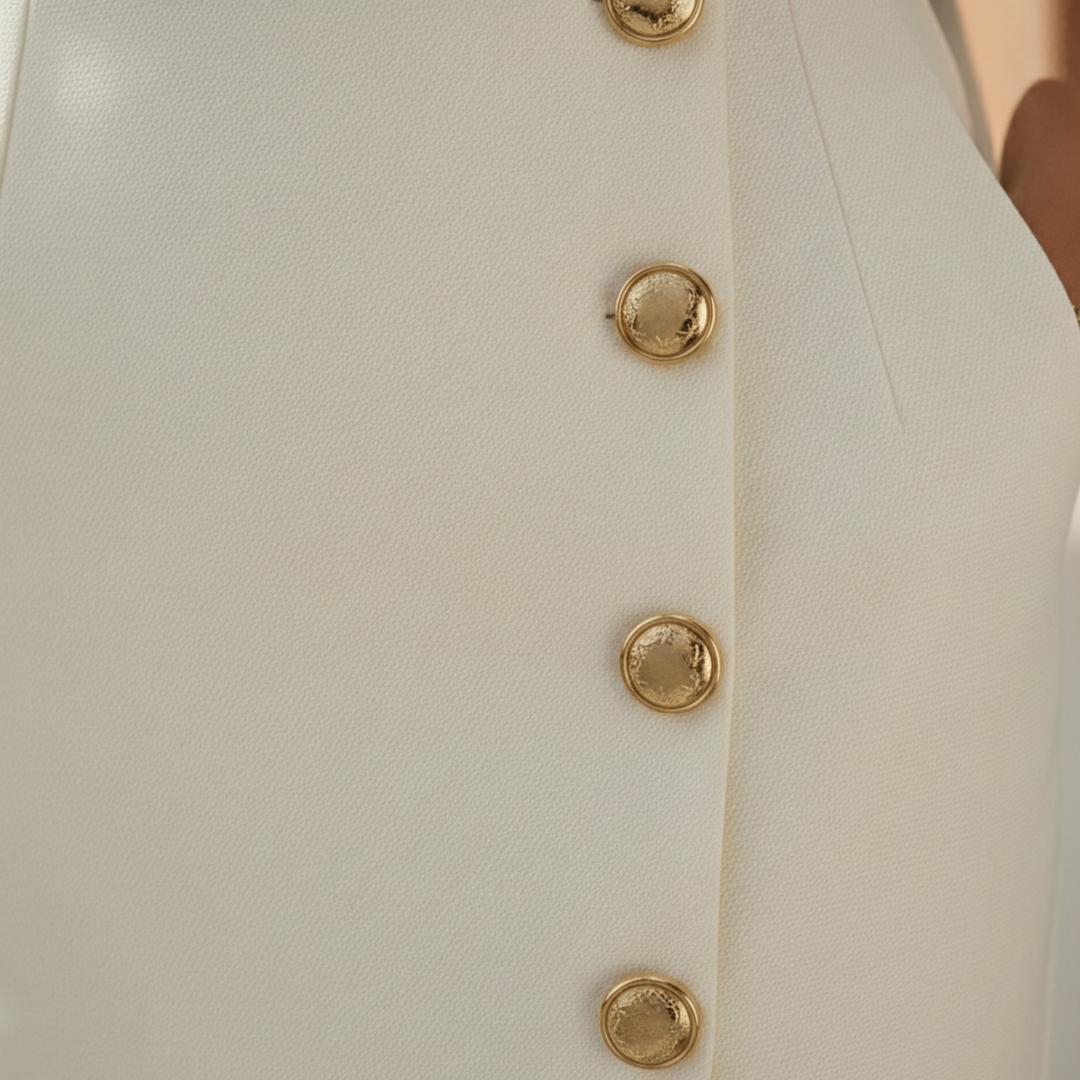 Midi dress sleeveless button detail side slit women