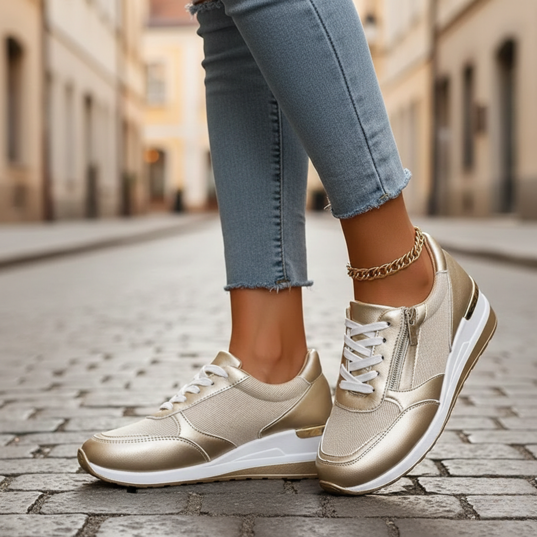 Zapatillas de Plataforma con Cordones y Suela Cuña para Mujeres