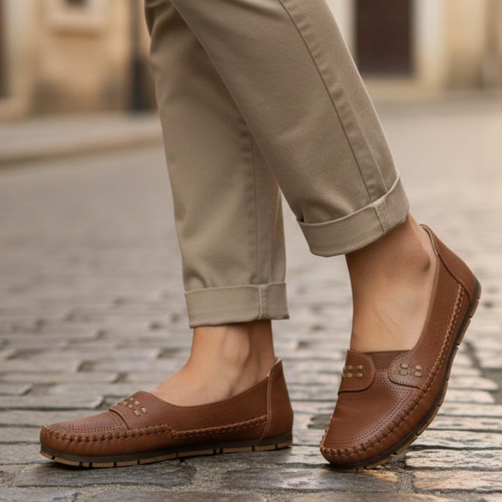 Loafers Slip On Perforated Flat Women Adult