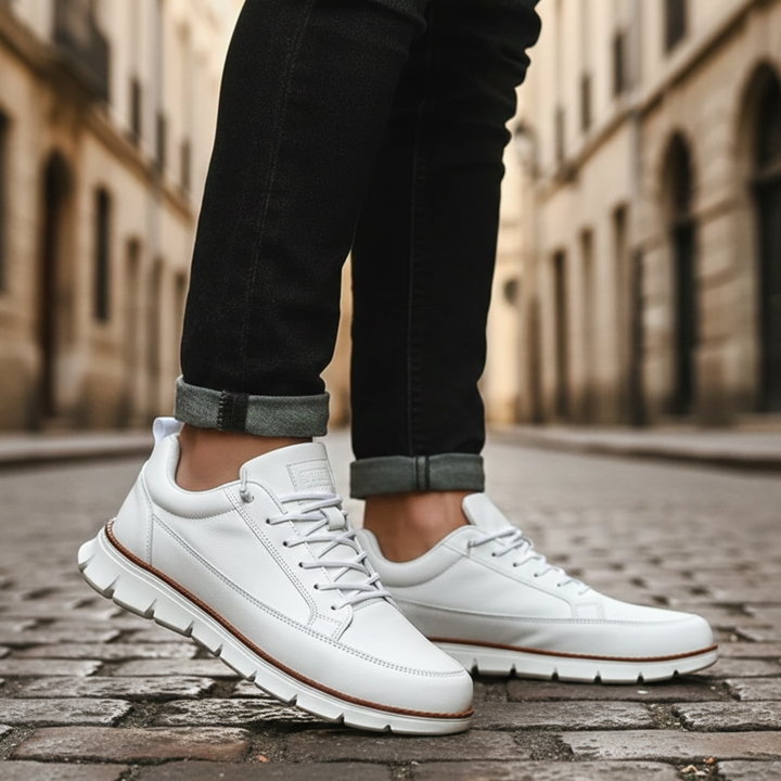 Zapatillas de cuero con cordones de corte bajo para hombres adultos