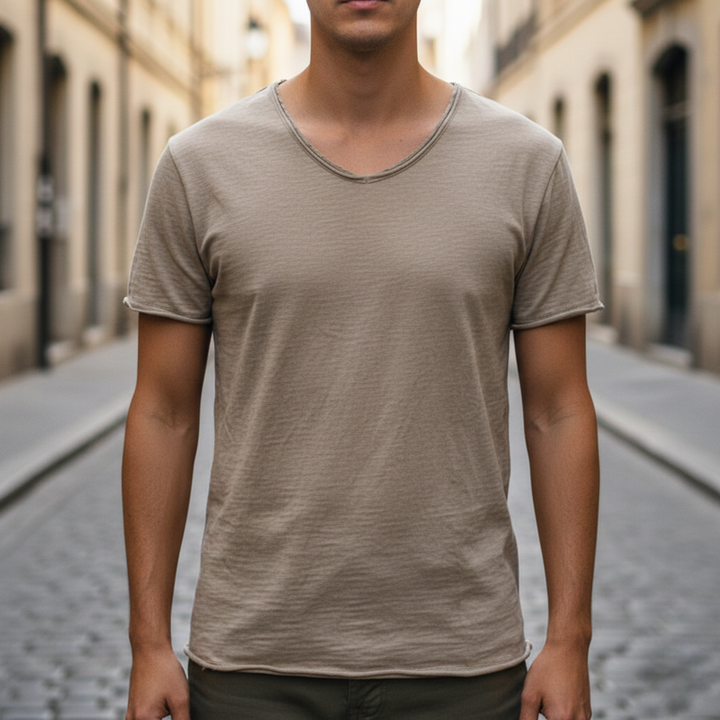 T Shirt V Neck Short Sleeve Men Casual