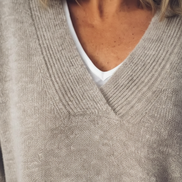 Suéter de mujer con cuello en V de manga larga