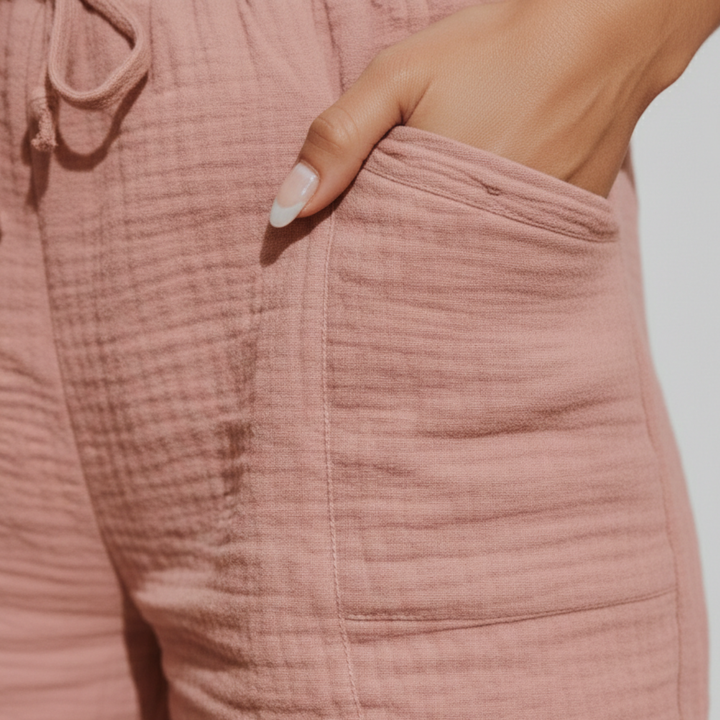 Pantalones Cortos de Playa Boho de Tiro Medio con Cuerda para Mujeres