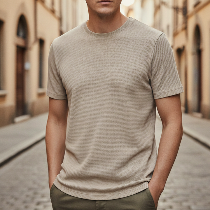 T Shirt Waffle Knit Short Sleeve Men