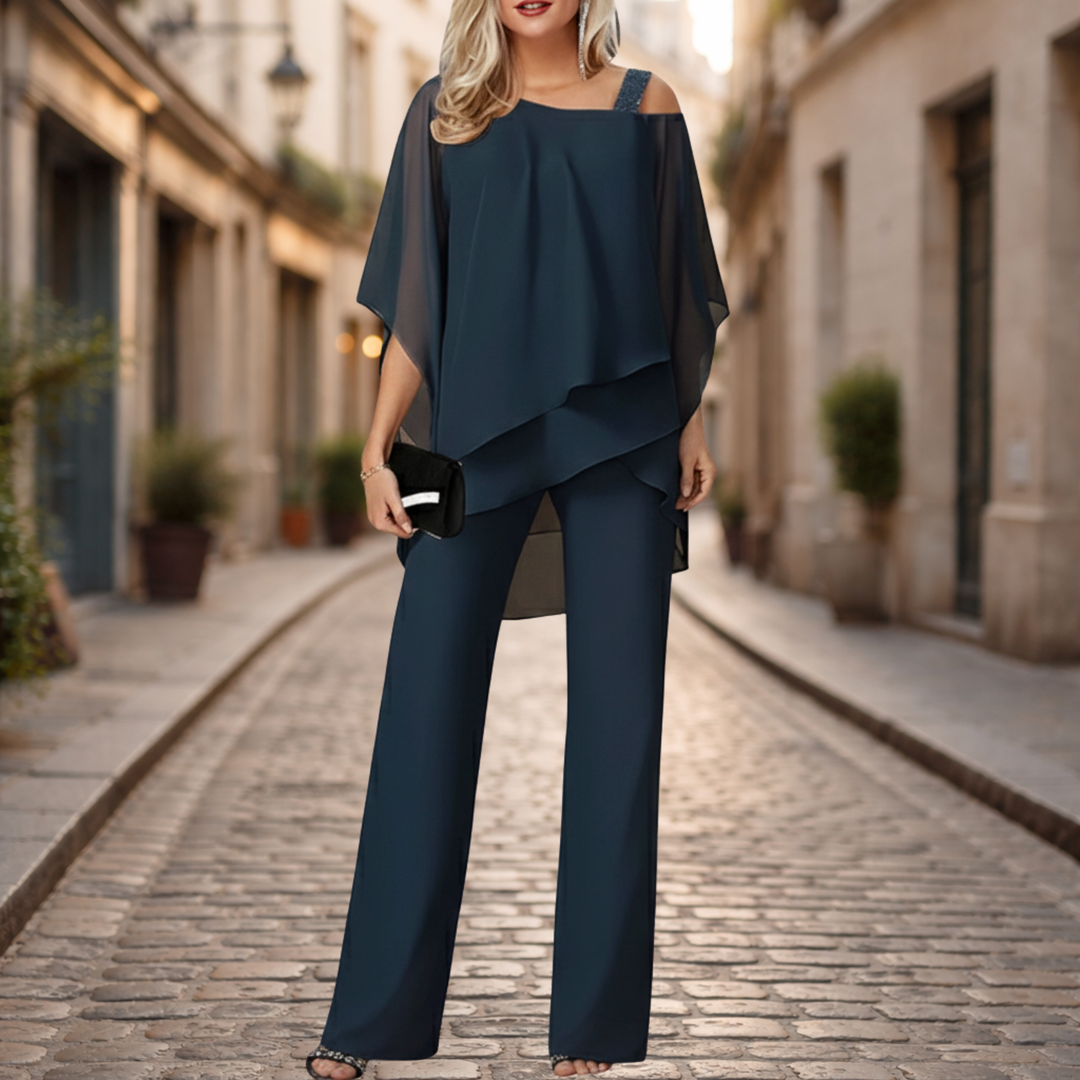 Chiffon Set Women Evening Two Piece Elegant