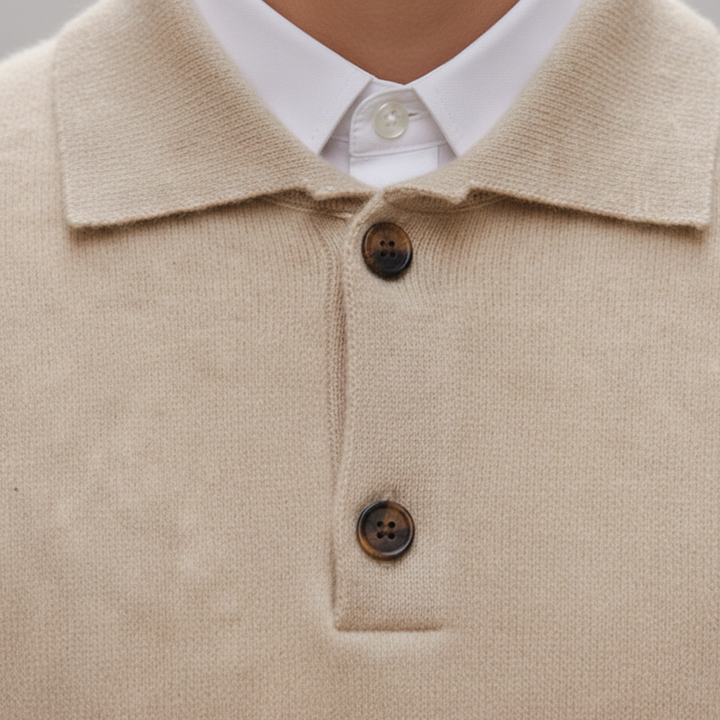 Cashmere Polo Shirt Long Sleeve Knit Men