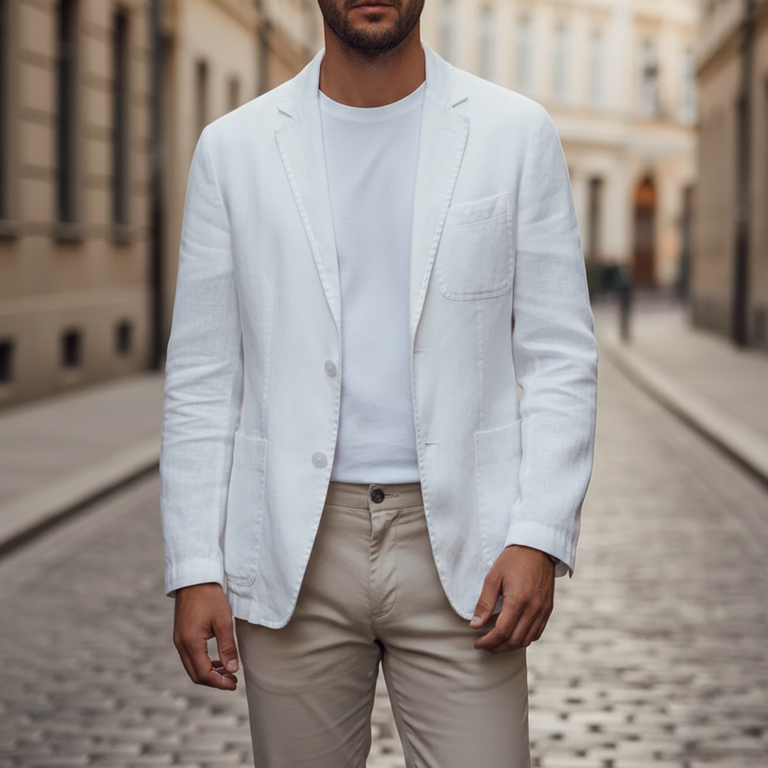 Linen Blazer Lightweight Single Breasted Men