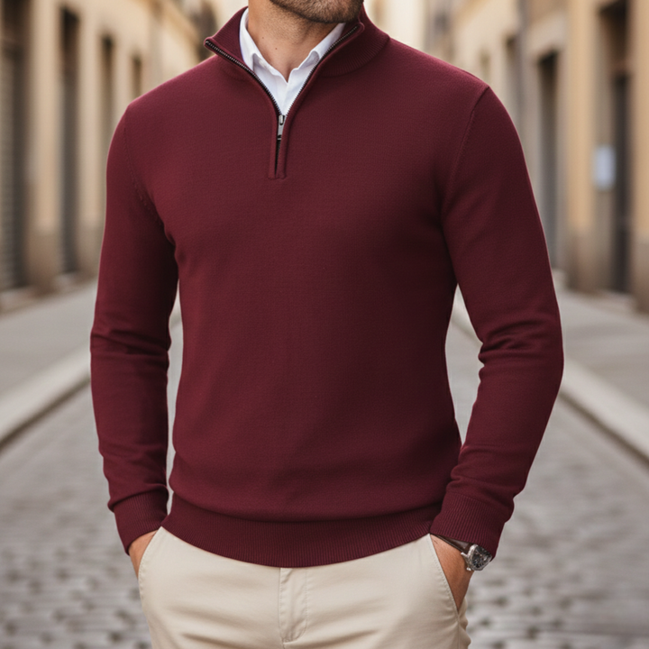Men’s Half-Zip Lightweight Knit Sweater Casual