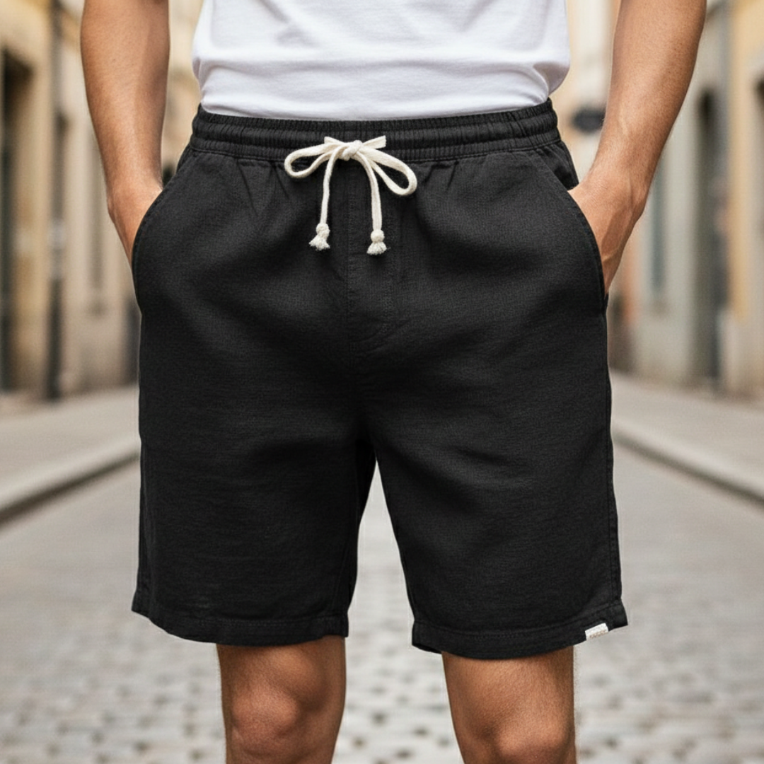 Cotton Shorts Drawstring Elastic Waist Men