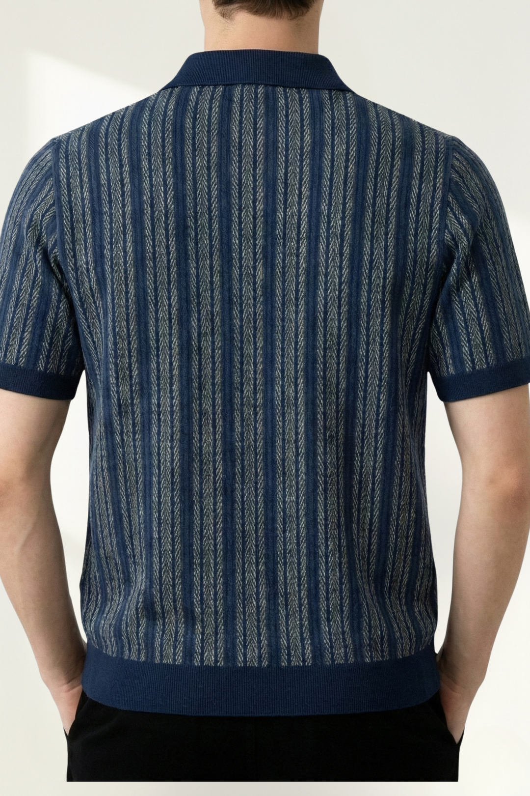 Men’s Knit Patterned Polo Shirt Short Sleeve
