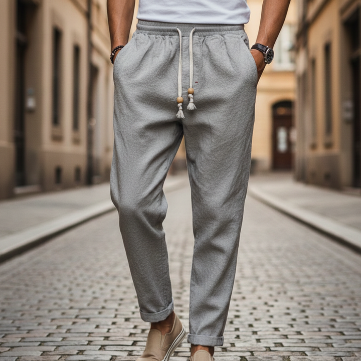 Cotton Pants Elastic Waist Drawstring Men