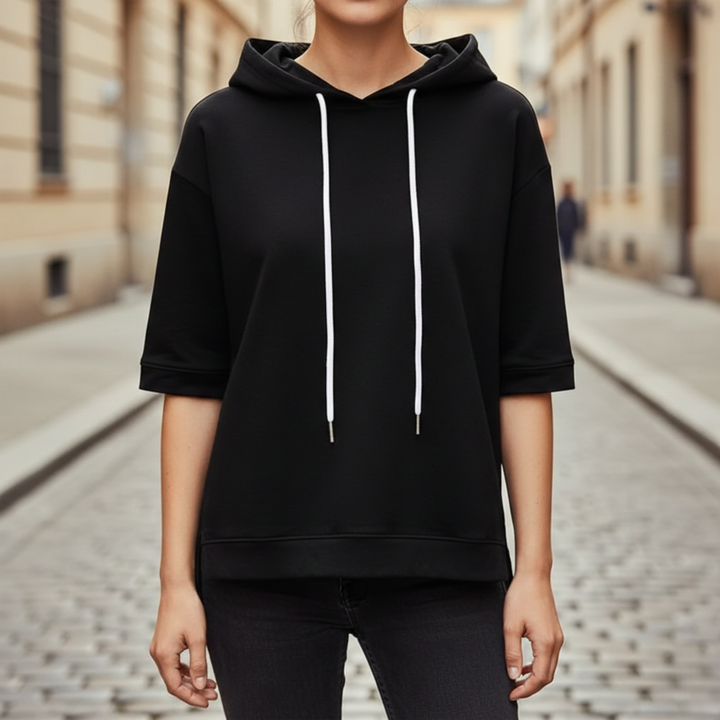Short Sleeve Hoodie with Drawstring Hood Unisex