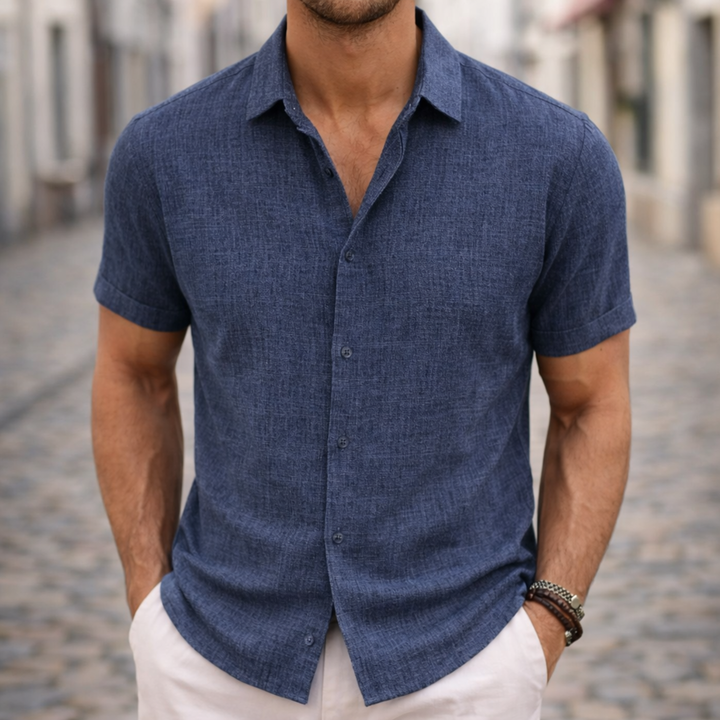 Shirt Short Sleeve Summer Casual Men Black