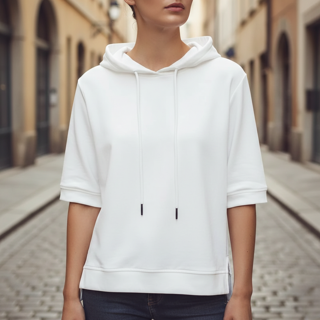 Short Sleeve Hoodie with Drawstring Hood Unisex
