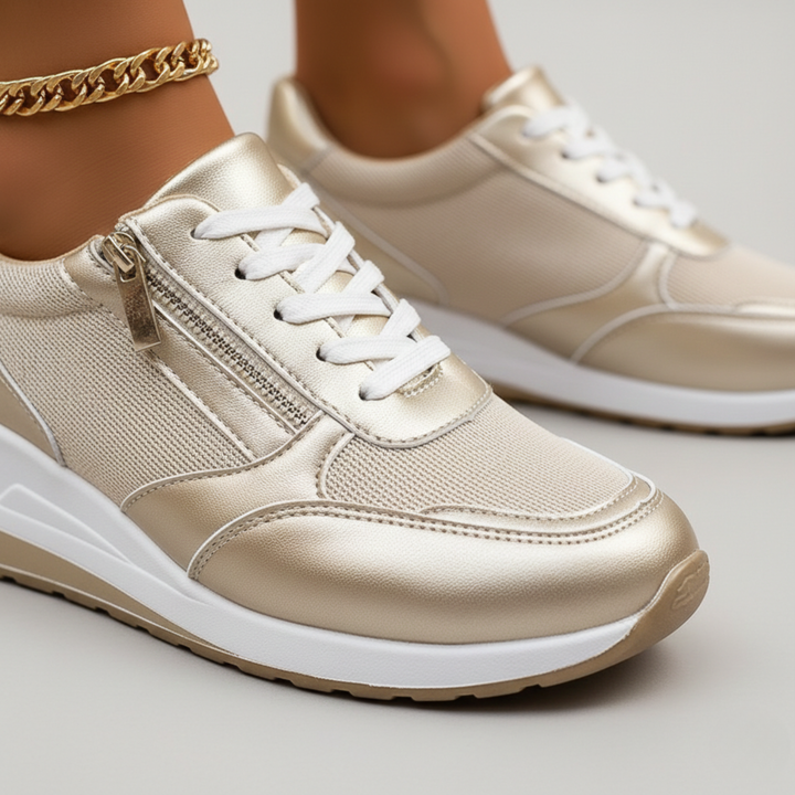 Zapatillas de Plataforma con Cordones y Suela Cuña para Mujeres