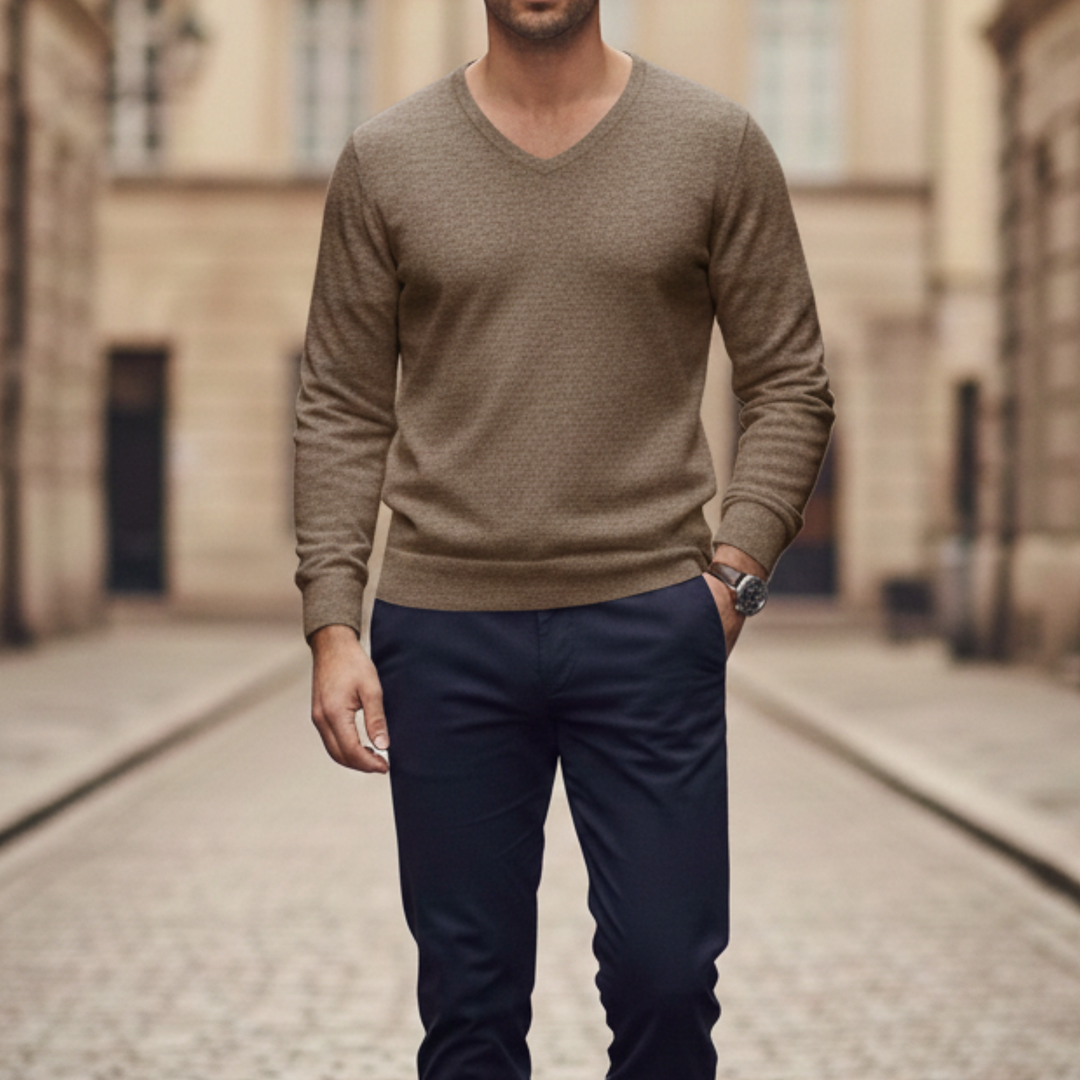 Cashmere Sweater V Neck Long Sleeve Men