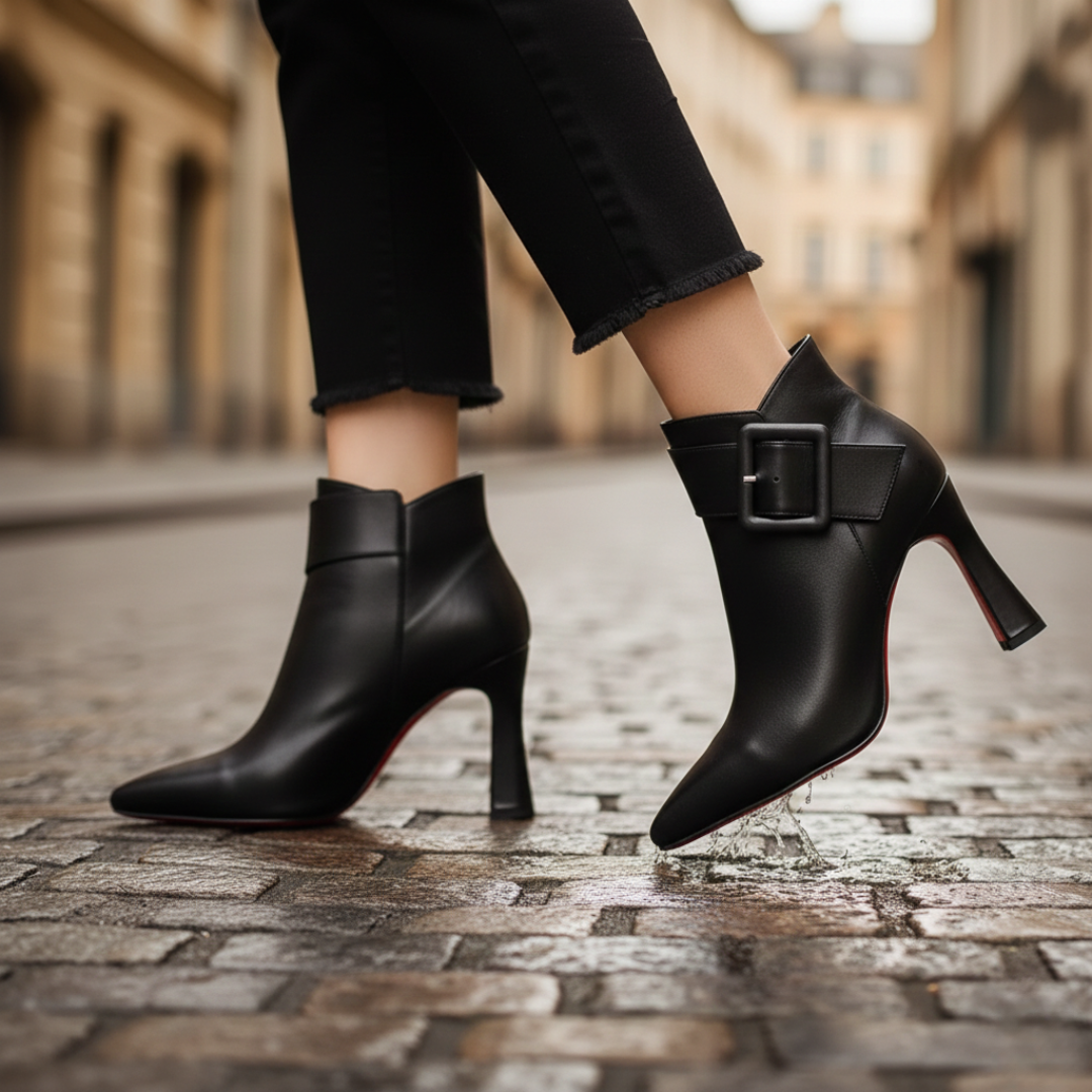 Ankle Boots Pointed Toe Buckle High Heel Women