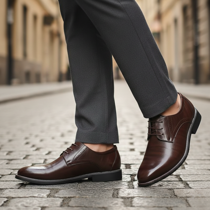 Leather Dress Shoes Lace Up Rubber Sole Men