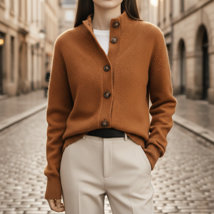 Cárdigan de Cachemira con Botones Frontal Ajustado para Mujeres