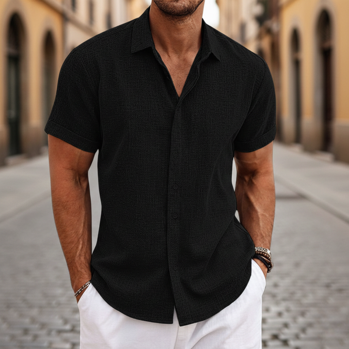 Men's Shirt with Short Sleeve Button Front