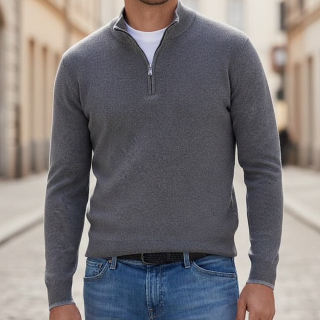 Half Zip Sweater Long Sleeve Knit Pullover Men