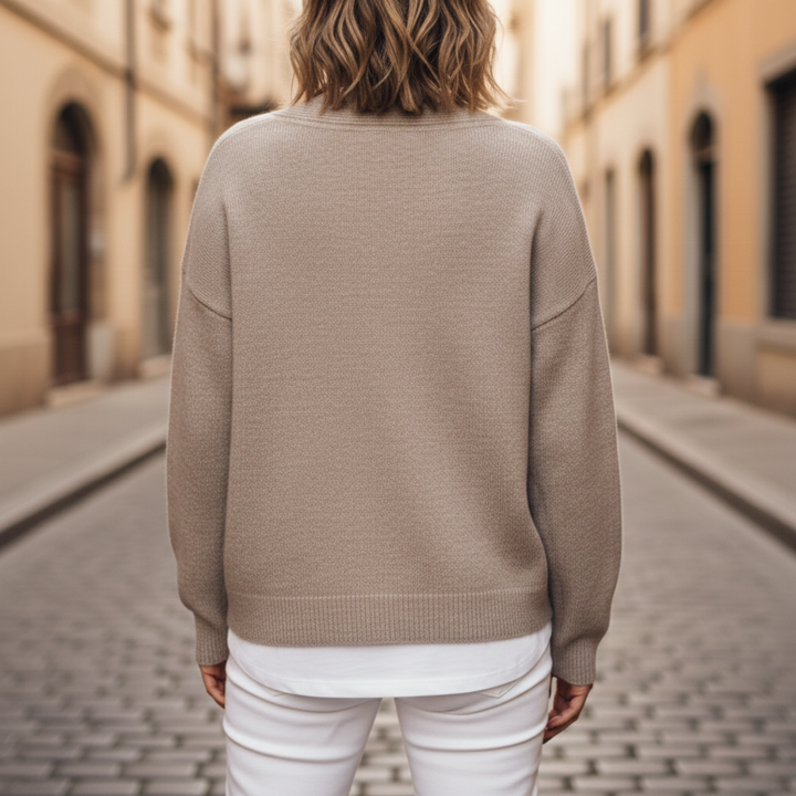 Suéter de mujer con cuello en V de manga larga