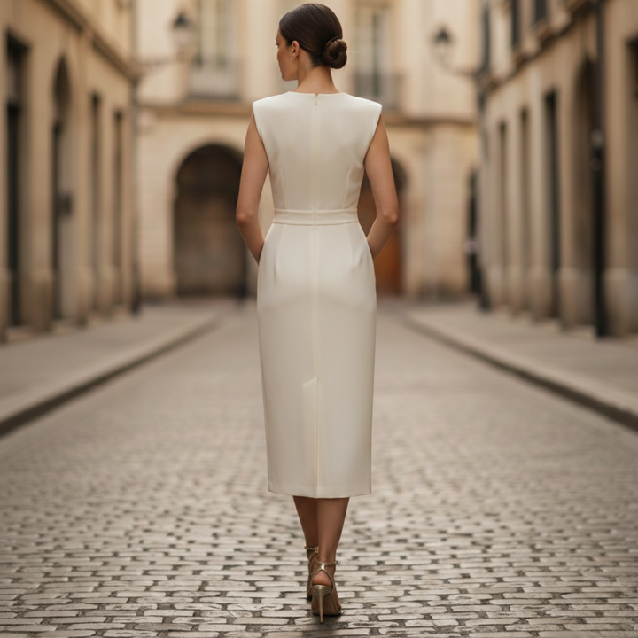 Midi dress sleeveless button detail side slit women