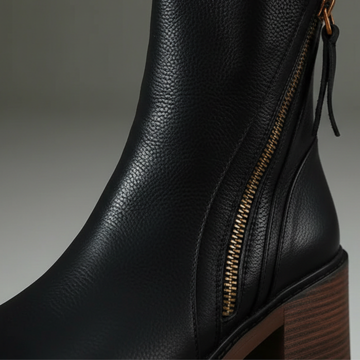 Bottines à talon bloc avec fermeture éclair latérale pour femme adulte