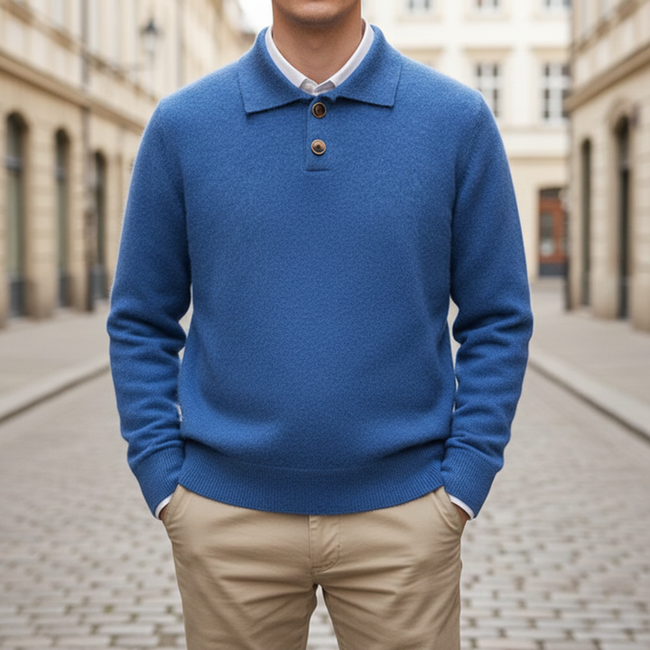 Cashmere Polo Shirt Long Sleeve Knit Men